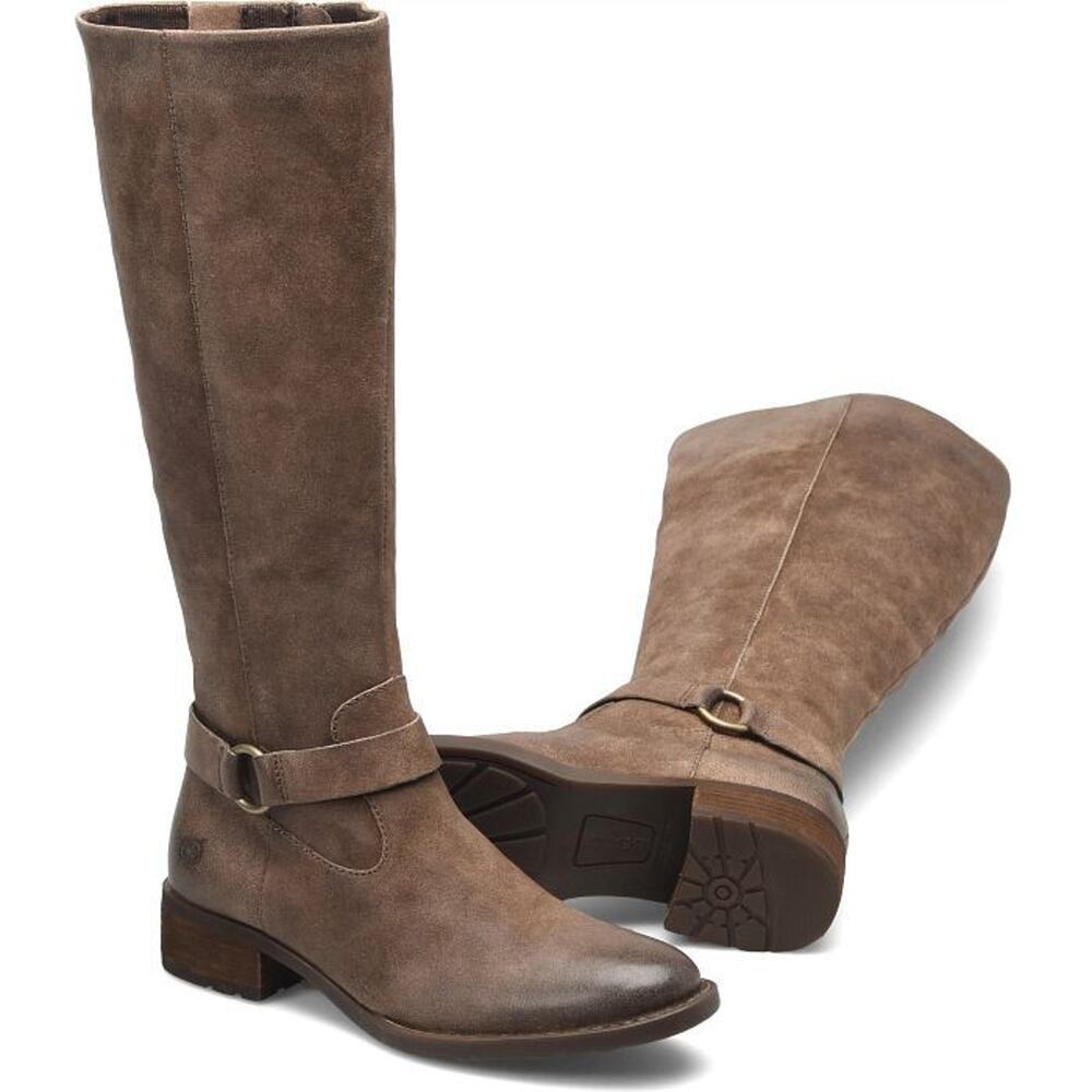 NEW Born Women's Saddler Boots Taupe Distresed Suede Size 7.5 M